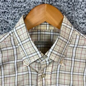 Burberry London Shirt Adult Medium Beige Nova Check Plaid Button Down Mens M